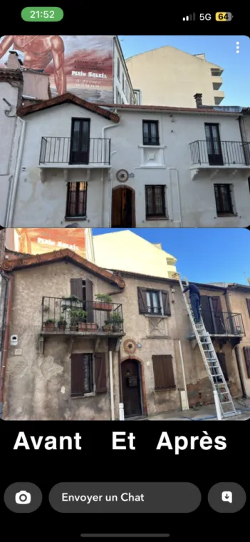 Rénovation en enduit d'une façade de maison vers Agde, Béziers, TONY STEIS